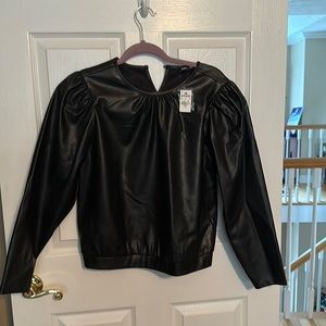 Faux leather long sleeve shirt